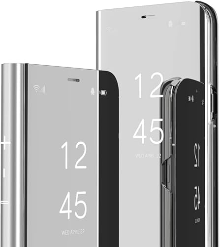 SIYOPINPFY Kompatibel mit Samsung Galaxy A55 5G Hülle Etui, Clear View Hülle Makeup Spiegel Handyhülle Klappbar Flip Ständer stoßfest Ganzkörper Schutzhülle für Samsung Galaxy A55 5G, Mirror Silber SIYOPINPFY Kompatibel mit Samsung Galaxy A55 5G Hülle Etui, Clear View Hülle Makeup Spiegel Handyhülle Klappbar Flip Ständer stoßfest Ganzkörper Schutzhülle für Samsung Galaxy A55 5G, Mirror Silber von SIYOPINPFY