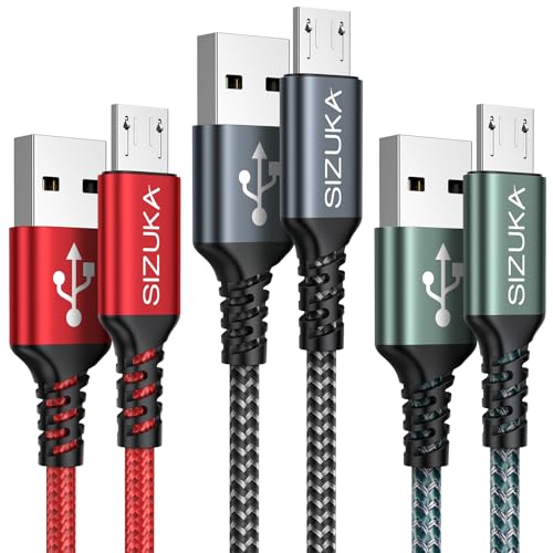 Micro USB Kabel, [3Stück 2M] Nylon USB Kabel High Speed Android Handy Ladekabel für Samsung Galaxy S7/ S6/ J7/ Note 5,Xiaomi,Huawei, Wiko,Motorola,Nokia,Kindle von SIZUKA