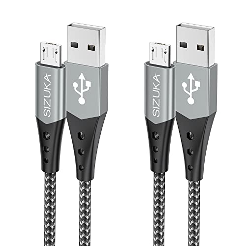 SIZUKA Micro USB Kabel, Nylon Micro USB Ladekabel [2Pack 2M] Schnellladekabel Android Handy Ladekabel für Samsung Galaxy S7/S6/S5/J7/J5/J3 Note 5, Xiaomi,Huawei, Wiko,Motorola,Nokia,Kindle von SIZUKA