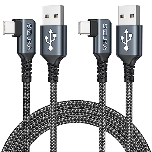 USB C Kabel, [2Stück 2M+2M] Ladekabel USB C, 3.1A Schnellladung USB C 90-Grad Typ C Ladekabel Samsung für Galaxy S22 S21 S20 S10 S9 S8 Plus, A54 A53 A52 A34 A33 A23, Redmi,Google Pixel,Motorola von SIZUKA