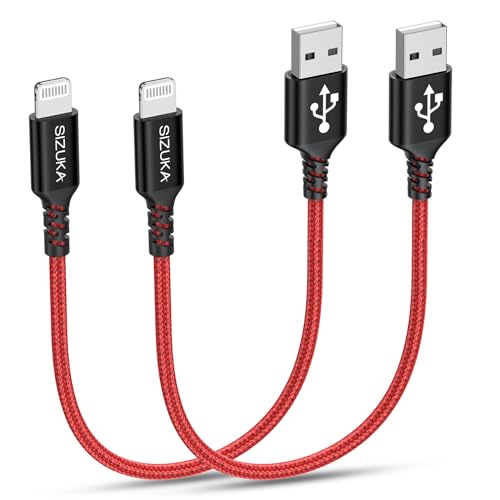 iPhone Ladekabel Kurz, 30CM 2Pack Lightning Kabel [MFi Zertifiziert] Nylon iPhone Kabel Kompatibel für iPhone 14 13 12 11 Pro/Pro Max/Mini SE 2020 XS XR X 8 7 6 6s Plus 5 5s - Rot von SIZUKA