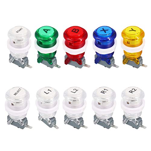 SJ@JX 10 PCS Arcade Game Push Buttons with Microswitch Logo X Y Start Select for PC MAME Raspberry Pi von SJ@JX
