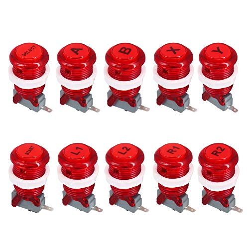 SJ@JX 10 PCS Arcade Game Push Buttons with Microswitch Logo X Y Start Select for PC MAME Raspberry Pi von SJ@JX