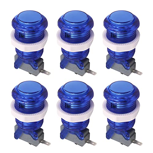 SJ@JX 6x Arcade Button Happ Style 28mm Standard Push Button 0.187 Terminal with Microswitch for Jamma MAME Arcade Video Game 1up Console Controller H blue von SJ@JX