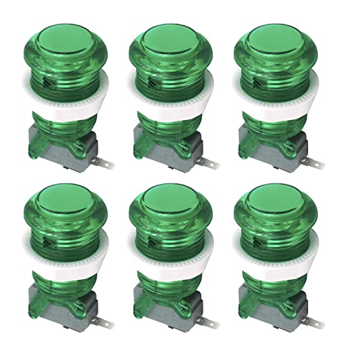 SJ@JX 6x Arcade Button Happ Style 28mm Standard Push Button 0.187 Terminal with Microswitch for Jamma MAME Arcade Video Game 1up Console Controller H green von SJ@JX