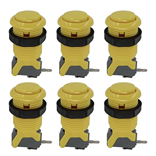 SJ@JX 6x Arcade Button Happ Style 28mm Standard Push Button 0.187 Terminal with Microswitch for Jamma MAME Arcade Video Game 1up Console Controller SSH yellow von SJ@JX