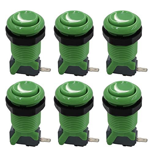 SJ@JX 6x Arcade Button Happ Style 28mm Standard Push Button 0.187 Terminal with Microswitch for Jamma MAME Arcade Video Game 1up Console Controller UH green von SJ@JX