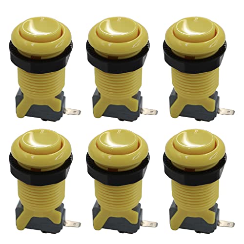 SJ@JX 6x Arcade Button Happ Style 28mm Standard Push Button 0.187 Terminal with Microswitch for Jamma MAME Arcade Video Game 1up Console Controller UH yellow von SJ@JX