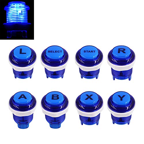 SJ@JX 8 PCS Arcade Game LED Push Buttons with Cherry MX Microswitch Logo X Y Start Select for PC MAME Raspberry Pi von SJ@JX
