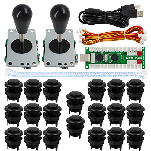 SJ@JX Arcade Game 2 Player Controller DIY Kit Buttons Cherry MX Mechanical Keyboard Black Switch Matt Frosted 8 Way Fighting Joystick Zero Delay USB Encoder for PC MAME Raspberry Pi von SJ@JX