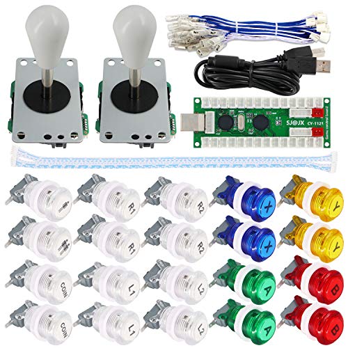 SJ@JX Arcade Game 2 Player Controller DIY Kit Buttons with Logo Coin X Y Start Select 8 Way Joystick USB Encoder for PC MAME Raspberry Pi von SJ@JX
