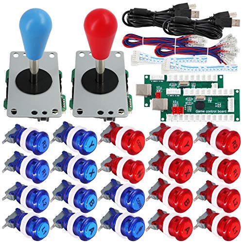 SJ@JX Arcade Game 2 Player Controller DIY Kit Buttons with Logo Coin X Y Start Select 8 Way Joystick USB Encoder for PC MAME Raspberry Pi von SJ@JX