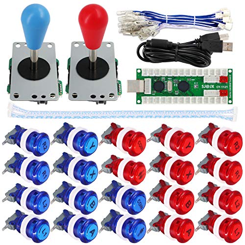 SJ@JX Arcade Game 2 Player Controller DIY Kit Buttons with Logo Coin X Y Start Select 8 Way Joystick USB Encoder for PC MAME Raspberry Pi von SJ@JX