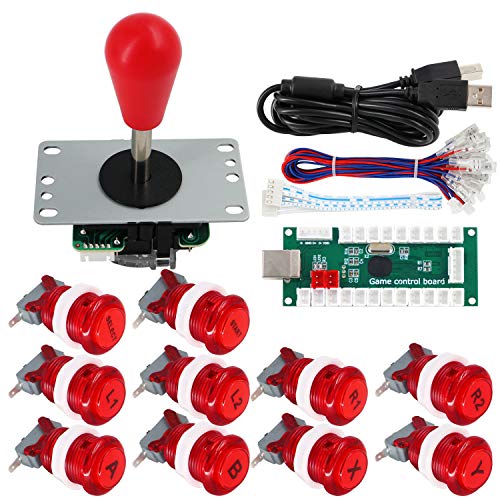 SJ@JX Arcade Game Controller DIY Kit Buttons with Logo Coin X Y Start Select 8 Way Joystick USB Encoder for PC MAME Raspberry Pi von SJ@JX