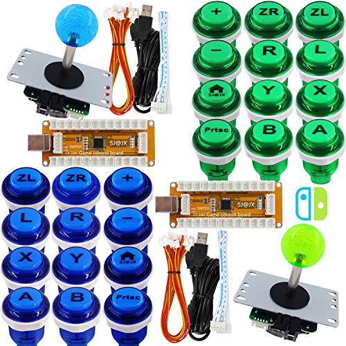 SJ@JX Arcade Game Controller USB Encoder 2 Player Gamepad Cherry MX Microswitch Button 8way Joystick for Nintendo Switch PC PS3 Retropie Raspberry Pi MAME von SJ@JX