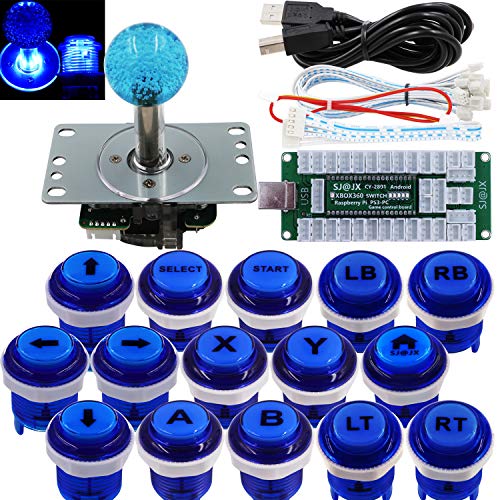 SJ@JX Arcade Game Controller USB Encoder DIY Kit LED Cherry MX Microswitch Lamp Button 4-8way LED Joystick Gamepad Code Board for Xbox 360 Nintendo Switch Hit Box Raspberry Pi PS3 PC Andriod von SJ@JX