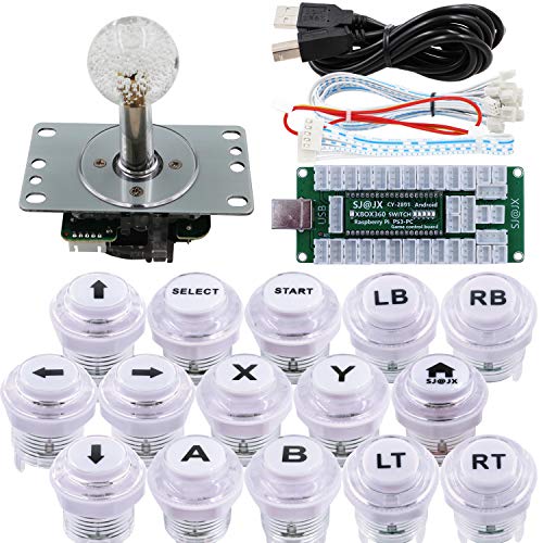 SJ@JX Arcade Game Controller USB Encoder DIY Kit LED Cherry MX Microswitch Lamp Button 4-8way LED Joystick Gamepad Code Board for Xbox 360 Nintendo Switch Hit Box Raspberry Pi PS3 PC Andriod von SJ@JX