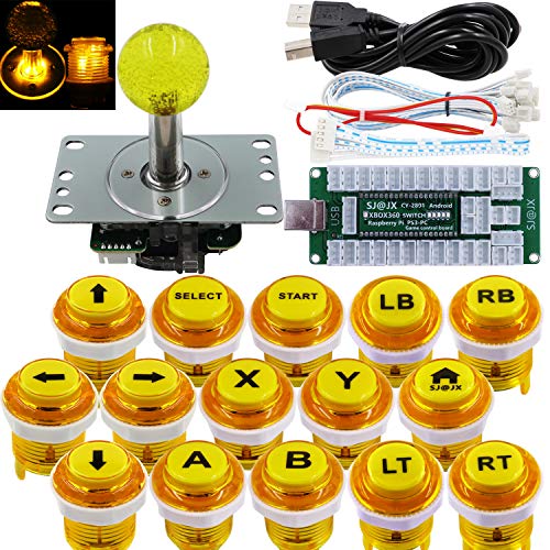 SJ@JX Arcade Game Controller USB Encoder DIY Kit LED Cherry MX Microswitch Lamp Button 4-8way LED Joystick Gamepad Code Board for Xbox 360 Nintendo Switch Hit Box Raspberry Pi PS3 PC Andriod von SJ@JX