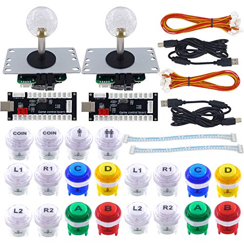 SJ@JX Arcade Game DIY Kit 2 Player Zero Delay USB Encoder Button Joystick Controller für Retro Raspberry MAME Jamma NES PC Windows von SJ@JX