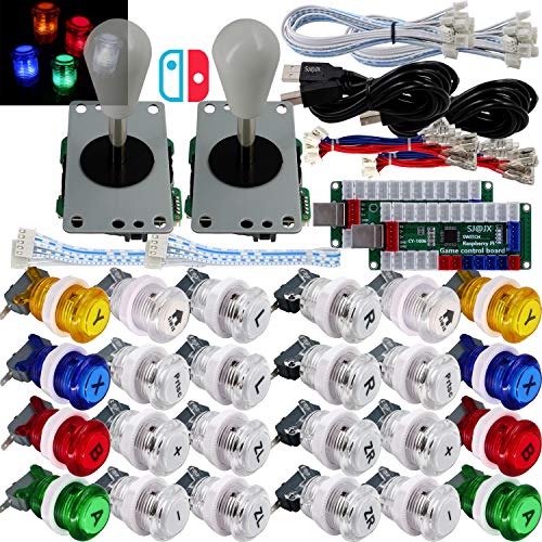 SJ@JX Arcade Game LED Controller Lampe USB Encoder 2 Player Gamepad Microswitch Light Button 8way LED Joystick für Nintendo Switch PC PS3 Retropie Raspberry Pi MAME von SJ@JX