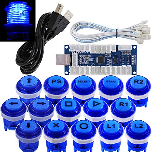 SJ@JX Arcade Game Stick DIY Kit LED Buttons Cherry MX Microswitch Lamp Controller USB Encoder Gamepad Cable for Hit Box PC PS3 MAME Raspberry Pi von SJ@JX