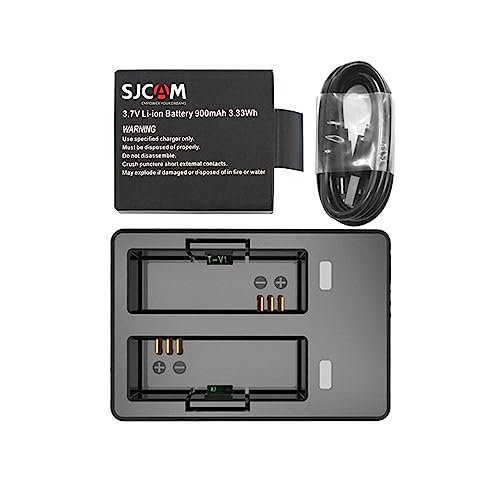 SJCAM 900mAh Akku mit wiederaufladbarer Action-Kamera und USB-Doppelladegerät für SJCAM SJ4K SJ4000 SJ4000 WiFi und SJ4000 Dual Screen von SJCAM