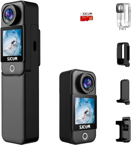 SJCAM C300 Action Kamera 4K30fps, 1.33'' Dual Touchscreen Sportkamera, 2.4G/5G Dual WiFi 20MP Helmkamera, 6-axis EIS Unterwasserkamera 30m Wasserdicht mit 2800+1000mAh Dual Akku (Black C300) von SJCAM