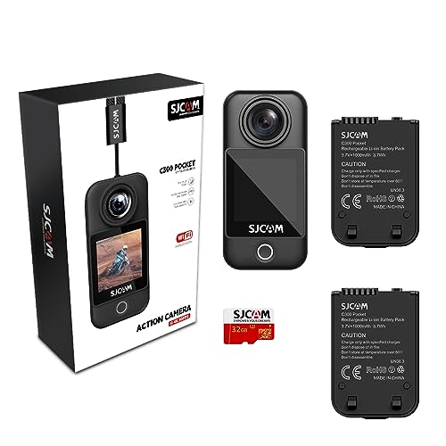 SJCAM C300 Pocket Action Kamera 4K30fps, 1.33'' Touchscreen Sportkamera, 2.4G/5G Dual WiFi 20MP Helmkamera, 6-axis EIS Unterwasserkamera 30m/98ft Wasserdicht von SJCAM