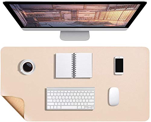 PU Leather & ECO Cork Desk Pad Multifunctional Desk Organiser Mat,Office Desk Mat Gaming Waterproof Mouse Pad Double Sided Non-silp Writing Mat von SJH