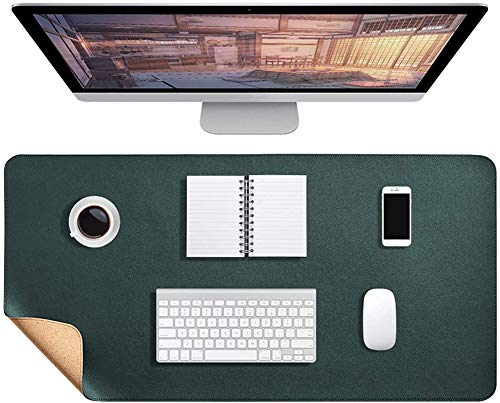 PU Leather & ECO Cork Desk Pad Multifunctional Desk Organiser Mat,Office Desk Mat Gaming Waterproof Mouse Pad Double Sided Non-silp Writing Mat von SJH