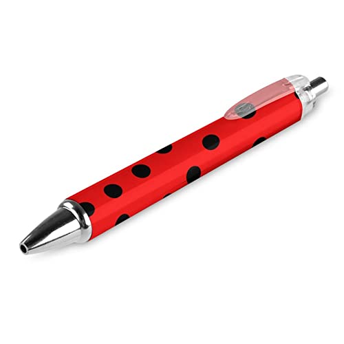 Black Dot Ladybugs Skinss Smooth Writing with Comfortable Grip Gifts for Office Desk Supplies 0.5mm Black Ink Retractable Ballpoint Pen Work Ball Pens Rollerball Pen For Office Business Student 4pcs von SJOAOAA