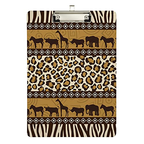 Kunststoff-Klemmbrett im afrikanischen Stil, wilde Tiere, 22,9 x 32,5 cm, Acryl-Klemmbretter mit niedrigem Profil-Clip, A4, Briefgröße, robustes Brett für Klassenzimmer, Büro, Restaurant, Arztpraxen Kunststoff-Klemmbrett im afrikanischen Stil, wilde Tiere, 22,9 x 32,5 cm, Acryl-Klemmbretter mit niedrigem Profil-Clip, A4, Briefgröße, robustes Brett für Klassenzimmer, Büro, Restaurant, Arztpraxen von SJOAOAA