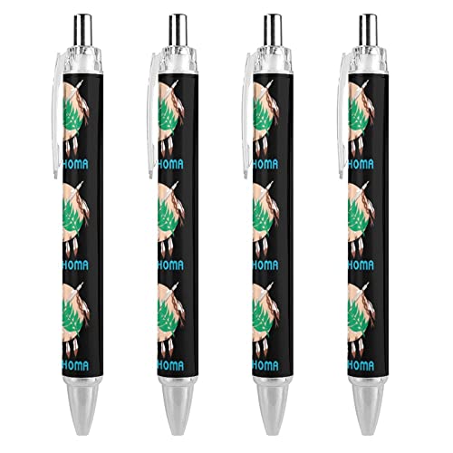 Oklahoma State Flagss Smooth Writing with Comfortable Grip Gifts for Office Desk Supplies 0.5mm Black Ink Retractable Ballpoint Pen Work Ball Pens Rollerball Pen For Office Business Student 4pcs von SJOAOAA