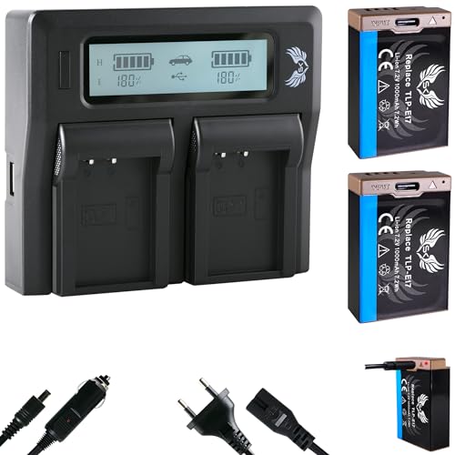 2X SK Akku Canon LP-E17 |- 1000mAh -| mit USB Typ-C Ladebuchse + LCD Dual Charger für Canon EOS RP R8 R100 - M3 M6 II - 77D 800D // (Teildekodiert) von SK GAMES