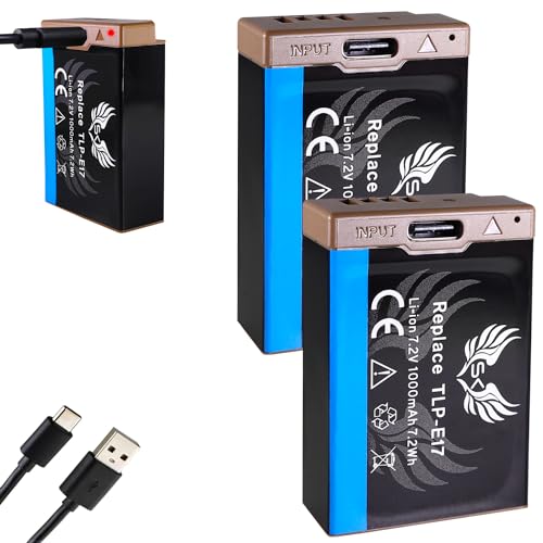 2X SK Akku Canon LP-E17 |- 1000mAh -| mit USB Typ-C Ladebuchse für Canon EOS RP R8 R50 R100 - M3 M5 M6 II - 77D 200D 750D 800D /// (Teildekodiert) von SK GAMES