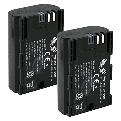 2X SK Akku Ersatz für Canon LP-E6N // 2040mAh // LP-E6 LP-E6NH für Canon EOS-R EOS R R5 R6 R7 5D Mark II III IV 5DS 6D 7D 60D 70D 80D 90D XC10 XC15 von SK Games