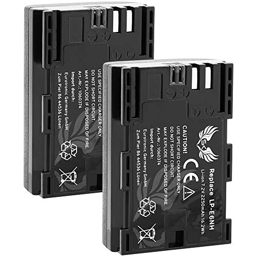 2X SK Akku Ersatz für Canon LP-E6NH // 2250mAh // LP-E6N LP-E6 mit NTC-Sensor & V1-Gehäuse für Canon EOS R R5 R6 R7 5D Mark II III IV 7D 90D XC15 von SK Games