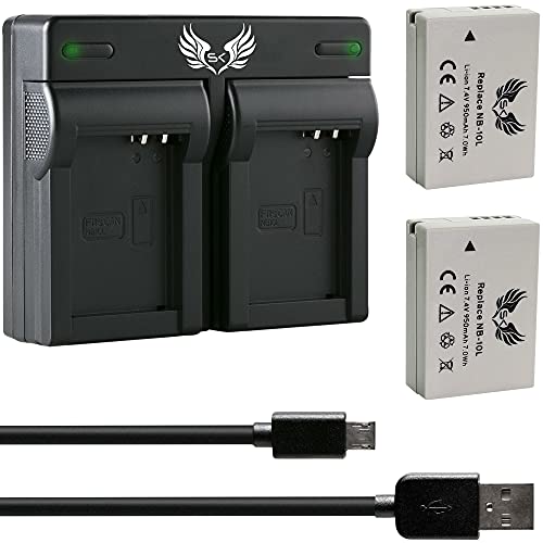 2X SK Akku Ersatz für Canon NB-10L // 950mAh + Dual Charger für PowerShot G1X G3X / G15 G16 // SX40 HS SX50 HS SX60 HS 2X SK Akku Ersatz für Canon NB-10L // 950mAh + Dual Charger für PowerShot G1X G3X / G15 G16 // SX40 HS SX50 HS SX60 HS von SK Games
