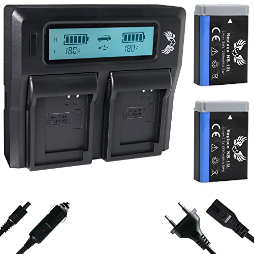 2X SK Akku Ersatz für Canon NB-13L 1250mAh + LCD Dual Charger für PowerShot G1 X Mark III / G5 X G9 X Mark II / G7 X Mark II - III SX730 HS SX740 HS 2X SK Akku Ersatz für Canon NB-13L 1250mAh + LCD Dual Charger für PowerShot G1 X Mark III / G5 X G9 X Mark II / G7 X Mark II - III SX730 HS SX740 HS von SK Games