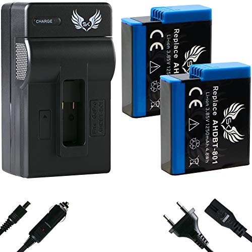 2X SK Akku Ersatz für GoPro Hero 8 Hero 7 Hero 6 Hero 5 Black 2018 || 1250mAh|| + Ladegerät für Go Pro AHDBT-801 AHDBT-501 AABAT-001 Hero8 Hero7 Hero6 2X SK Akku Ersatz für GoPro Hero 8 Hero 7 Hero 6 Hero 5 Black 2018 || 1250mAh|| + Ladegerät für Go Pro AHDBT-801 AHDBT-501 AABAT-001 Hero8 Hero7 Hero6 von SK Games