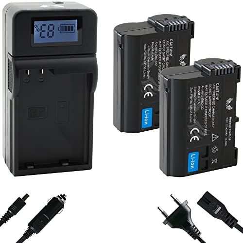 2X SK Akku Ersatz für Nikon EN-EL15 2040mAh + Speed Charger EN-EL15c EN-EL15b EN-EL15a für // Z6 II Z7 II // Z5 Z6 Z7 D750 D800 D810 D850 D7200 D7500 von SK Games