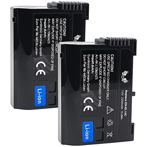 2X SK Akku Ersatz für Nikon EN-EL15c // 2250mAh // EN-EL15b EN-EL15a EN-EL15 für // Z6 II Z7 II // Z5 Z6 Z7 D610 D750 D780 D800 D810 D850 D7100 D7500 von SK Games