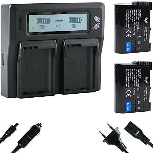 2X SK Akku Ersatz für Nikon EN-EL15c 2250mAh + LCD Dual Charger EN-EL15b EN-EL15a EN-EL15 für // Z6 II Z7 II // Z5 Z6 Z7 D750 D800 D810 D850 D7500 von SK Games