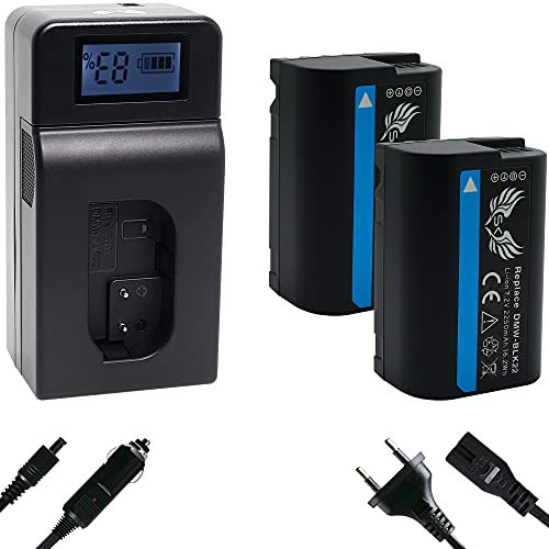 2X SK Akku Ersatz für Panasonic DMW-BLK22 |- 2250mAh -| DMW-BLK22E + Speed Charger für Lumix DC - G9 GH5 GH5 II GH5S GH6 S5 S5K DC-S5 DC-GH5 DC-GH6 2X SK Akku Ersatz für Panasonic DMW-BLK22 |- 2250mAh -| DMW-BLK22E + Speed Charger für Lumix DC - G9 GH5 GH5 II GH5S GH6 S5 S5K DC-S5 DC-GH5 DC-GH6 von SK Games