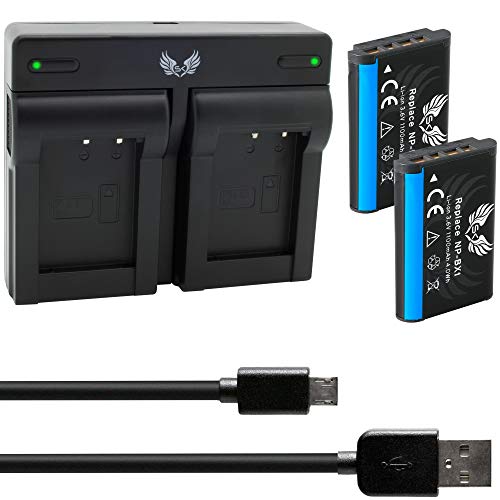 2X SK Akku Ersatz für Sony NP-BX1 1100mAh + Dual Charger Sony ZV-1 II ZV-1 / Cyber-Shot DSC RX1R II RX100 I II III IV V VI VII - CX647 H400 - WX500 von SK Games