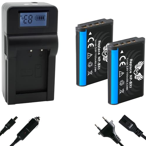 2X SK Akku Ersatz für Sony NP-BX1 1100mAh + Speed Charger Sony ZV-1 II ZV-1 / Cyber-Shot DSC RX1R II RX100 I II III IV V VI VII - CX647 H400 - WX500 2X SK Akku Ersatz für Sony NP-BX1 1100mAh + Speed Charger Sony ZV-1 II ZV-1 / Cyber-Shot DSC RX1R II RX100 I II III IV V VI VII - CX647 H400 - WX500 von SK Games