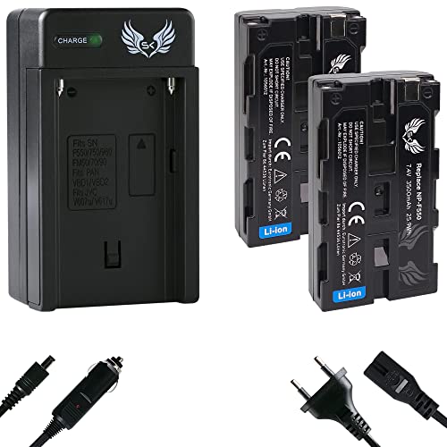2X SK Akku Ersatz für Sony NP-F550 |- 3500mAh -| + Charger für Sony Akku NP-F570 NP-F730 NP-F750 NP-F960 NP-F970 NP-F980 // Blitzgeräte Videoleuchten von SK Games