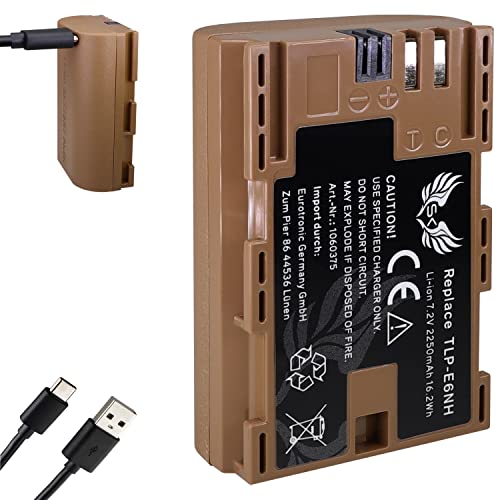 SK Akku Ersatz für Canon LP-E6NH // 2250mAh // LP-E6N LP-E6 mit USB Typ-C Ladebuchse/NTC-Sensor & V1-Gehäuse für Canon EOS R R5 R6 R7 5D 7D 90D SK Akku Ersatz für Canon LP-E6NH // 2250mAh // LP-E6N LP-E6 mit USB Typ-C Ladebuchse/NTC-Sensor & V1-Gehäuse für Canon EOS R R5 R6 R7 5D 7D 90D von SK Games