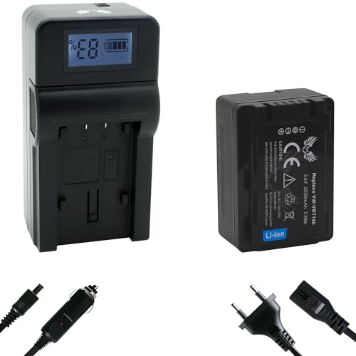 SK Akku Ersatz für Panasonic VW-VBT190 E-K 2020mAh + Speed Charger VW-VBK180 VW-VBK360 VW-VBT380 VW VBK180 VBK360 VBT380 E K von SK Games