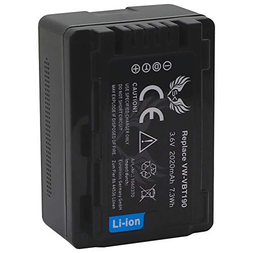 SK Akku Ersatz für Panasonic VW-VBT190 E-K |2020mAh| VW-VBT380 VW-VBK180 VW-VBK360 VW VBK180 VBK360 VBT380 E K Panasonic HC-V777 VXF999 HDC-SD90 TM90 von SK Games